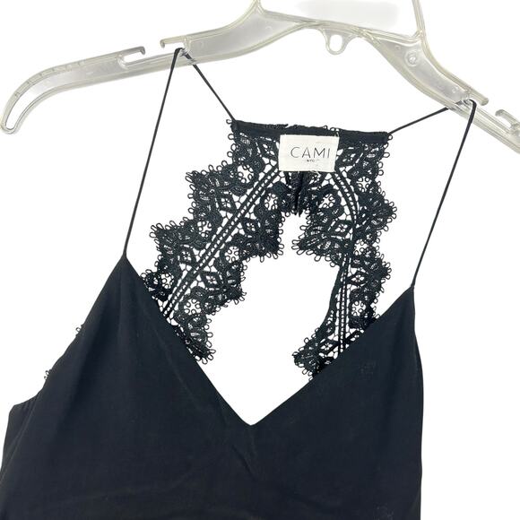 CAMI NYC The Soho Black Silk Lace Trim Open Back Sleeveless Slip Dress S - Picture 4 of 8